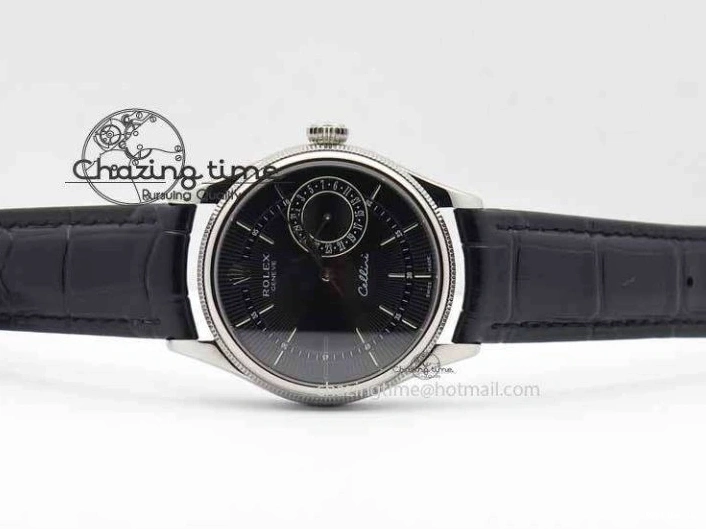 1218 Cellini Date VF Best Edition SS Black Dial Stick Markers On Black Leather Strap A Lightweight 3725